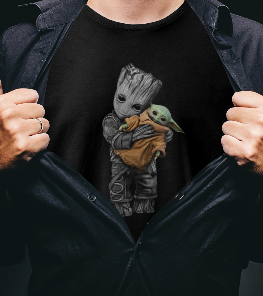 Baby Groot Holding The Child Grogu T-Shirt