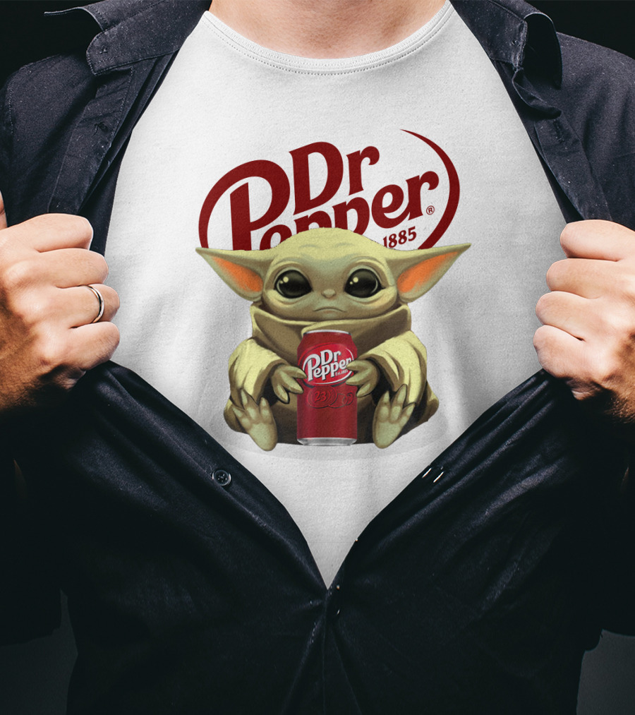 Dr Pepper 1885 Baby Yoda Holding Dr Pepper Can T-Shirt