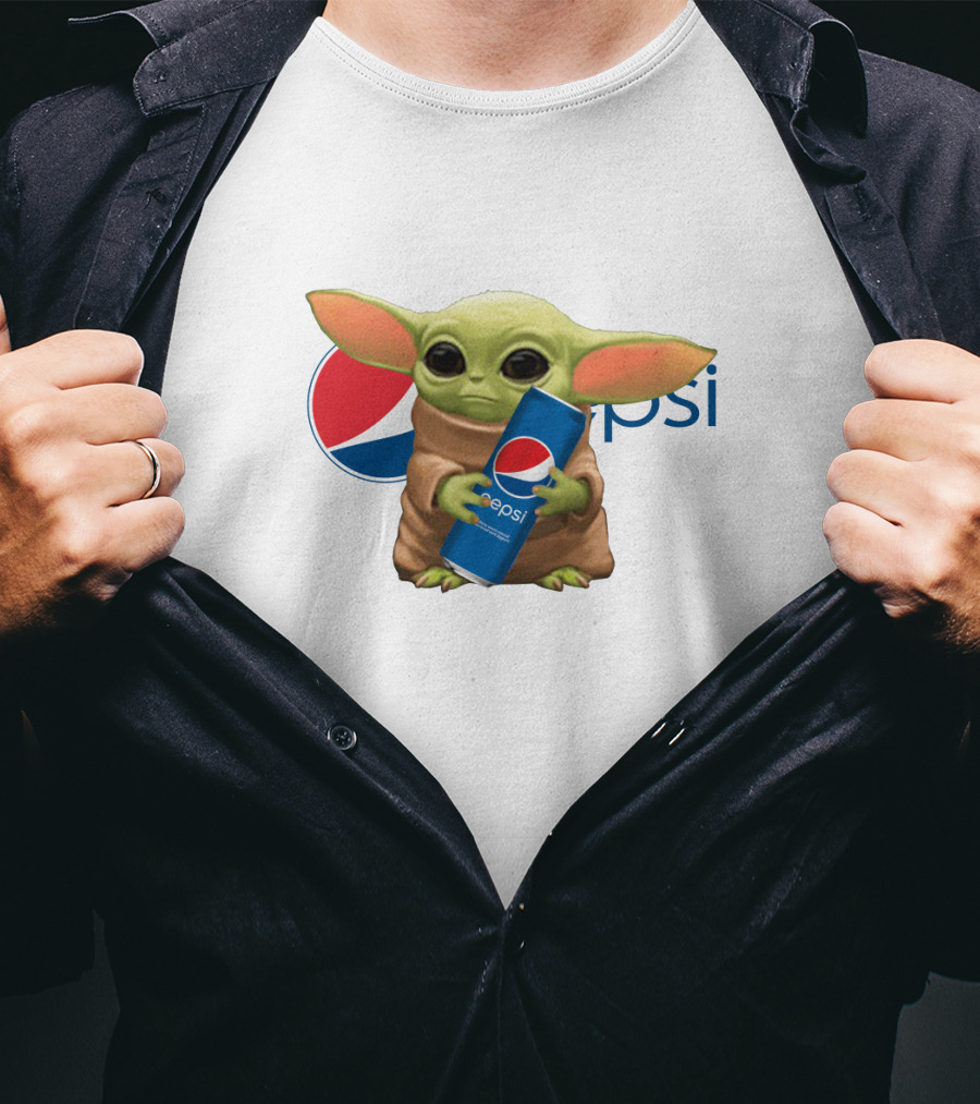 Baby Yoda Holding Pepsi Can With Pepsi T-Shirt