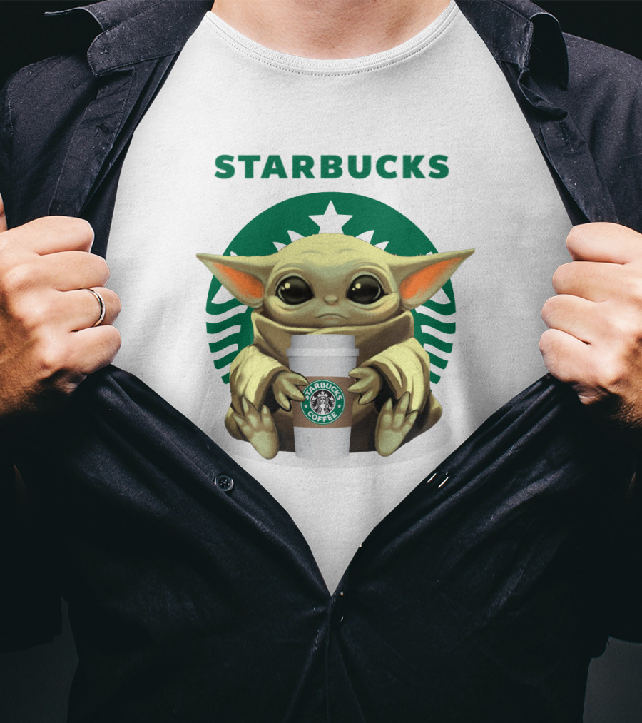 Baby Yoda Starbucks Coffee Icon Crossover T-Shirt