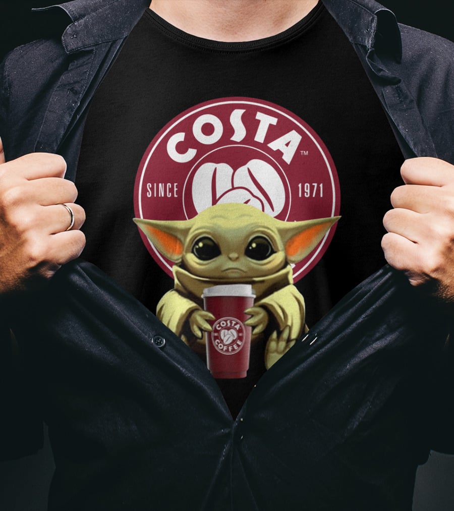 Baby Yoda Holding Costa Coffee Cup Since 1971 T-Shirt