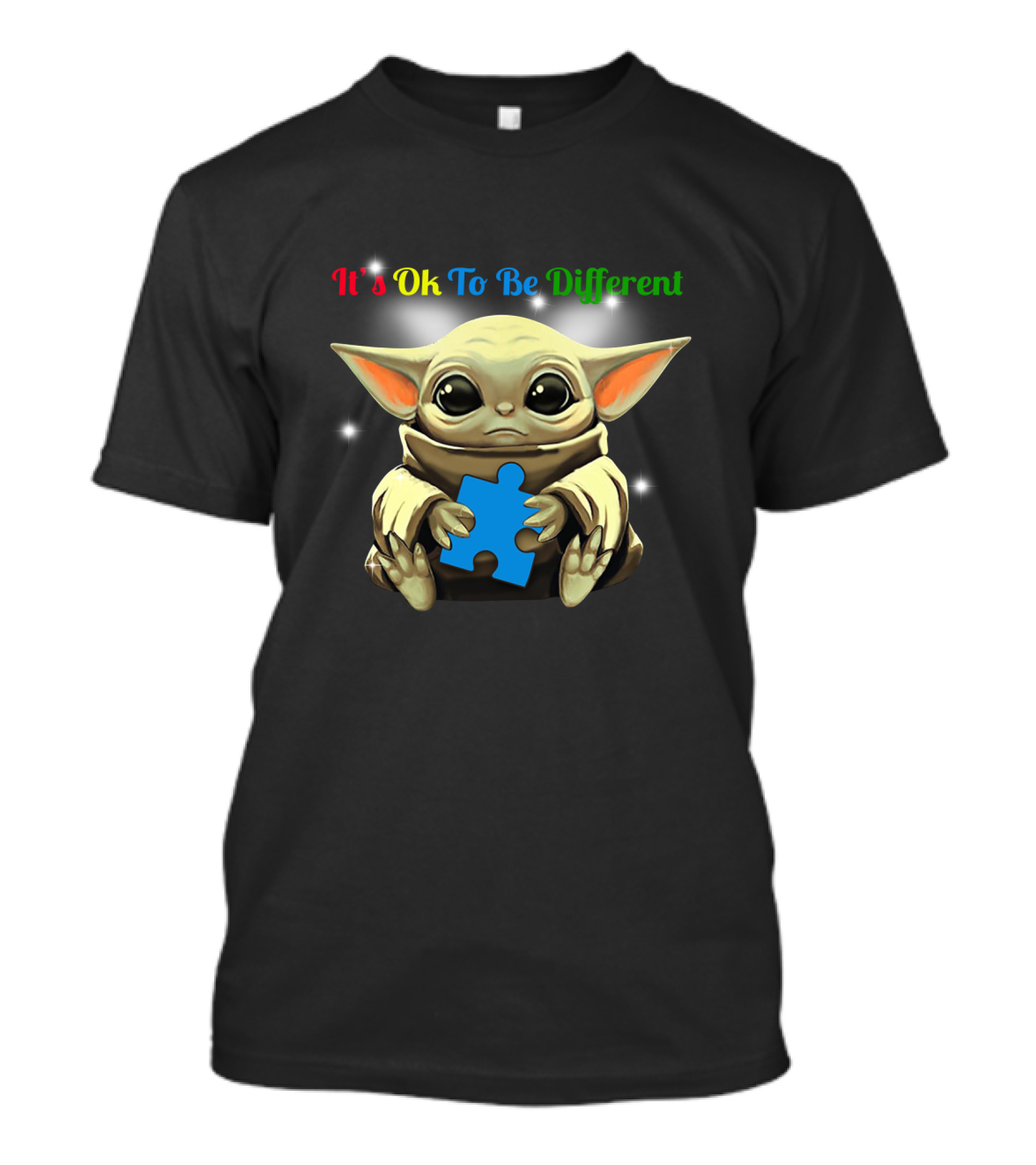 Baby Yoda It's Ok To Be Different Autism Puzzle Piece T-Shirt