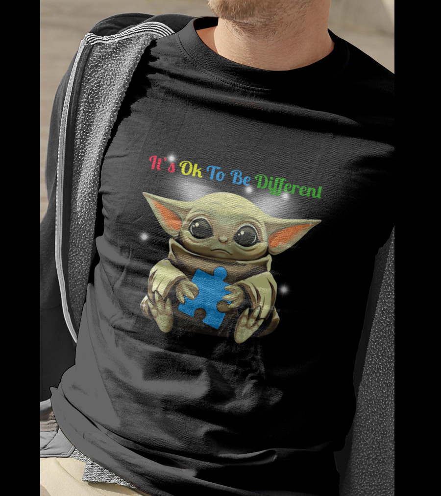 Baby Yoda It's Ok To Be Different Autism Puzzle Piece T-Shirt