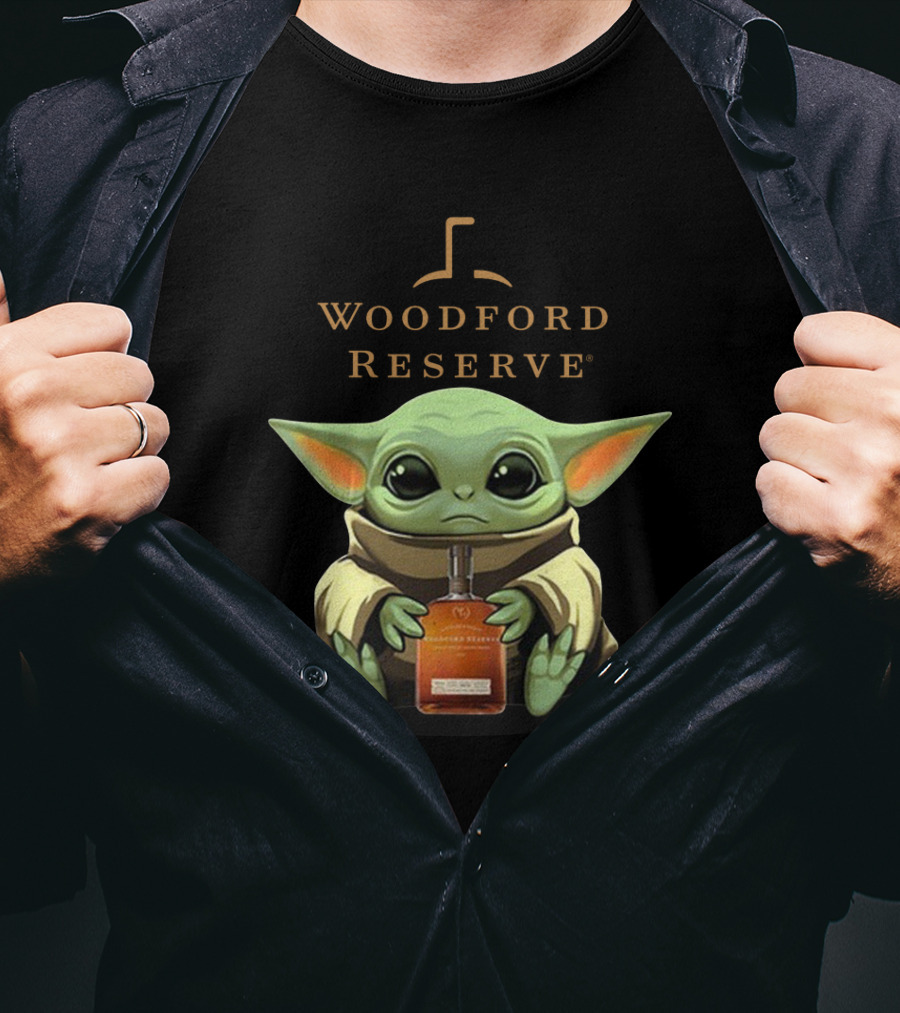 Baby Yoda Holding Woodford Reserve Bourbon T-Shirt