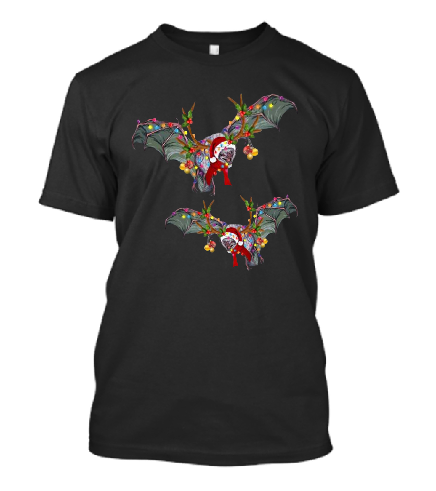 Santa Reindeer Bat With Festive Lights T-Shirt