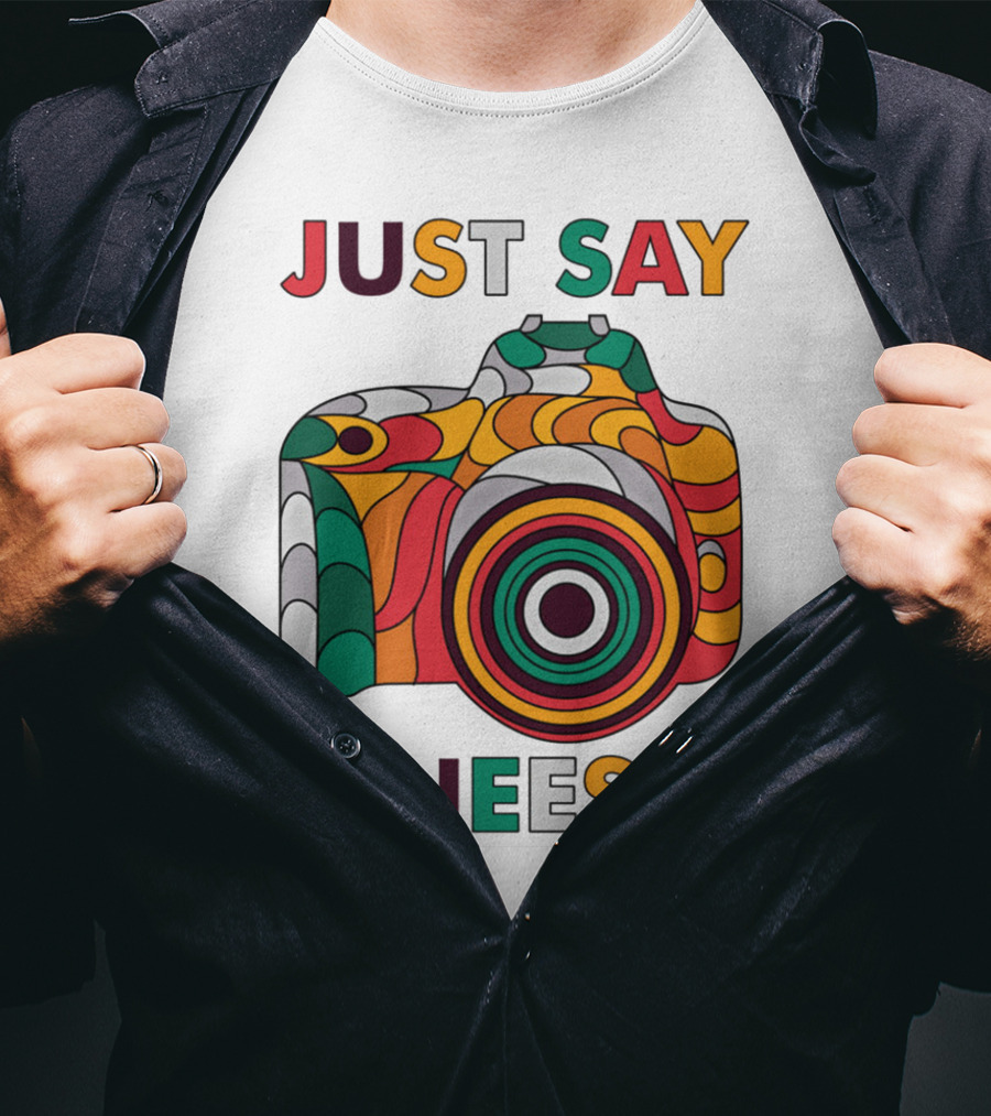 Just Say Cheese Colorful Camera T-Shirt
