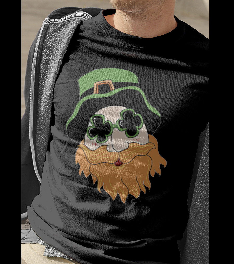 Green Hat Lucky Shamrock Beard T-Shirt