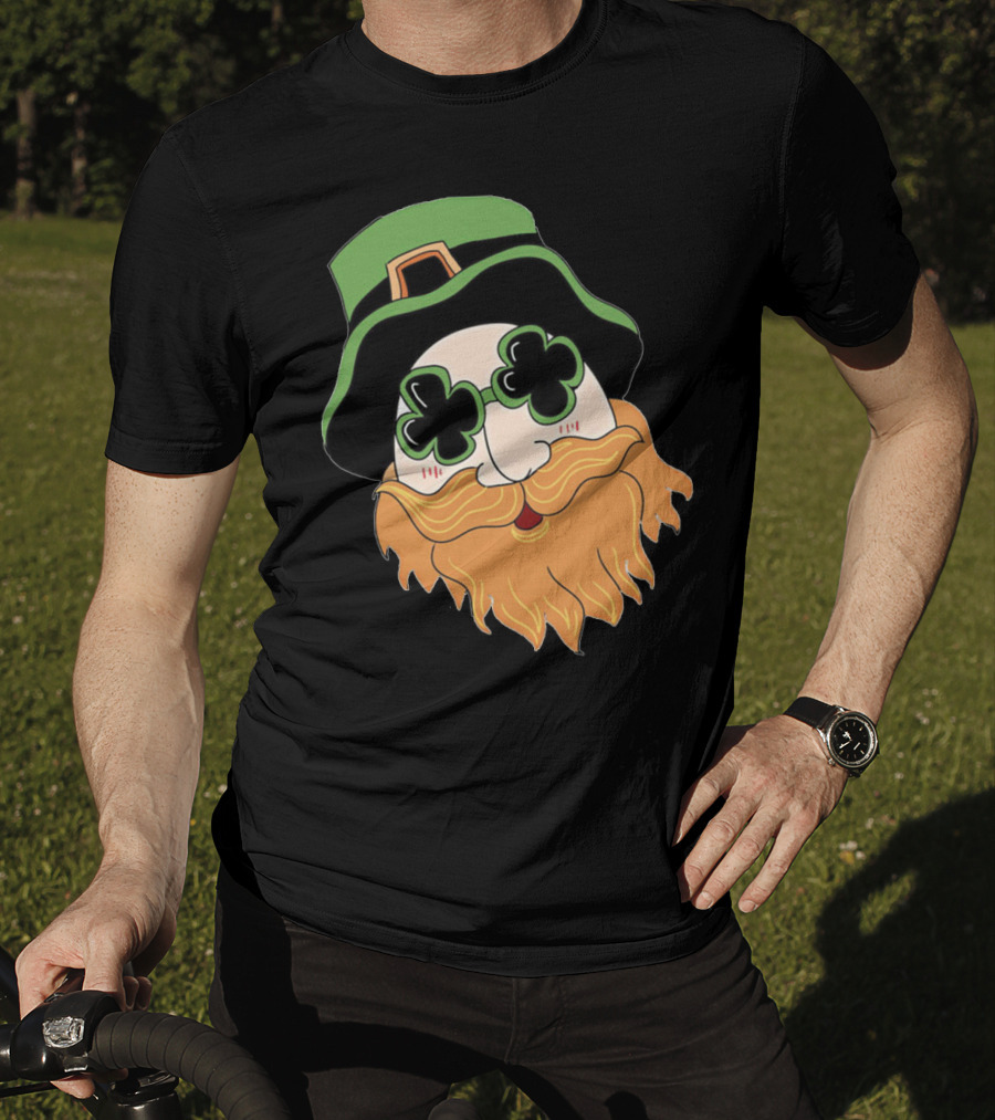 Green Hat Lucky Shamrock Beard T-Shirt