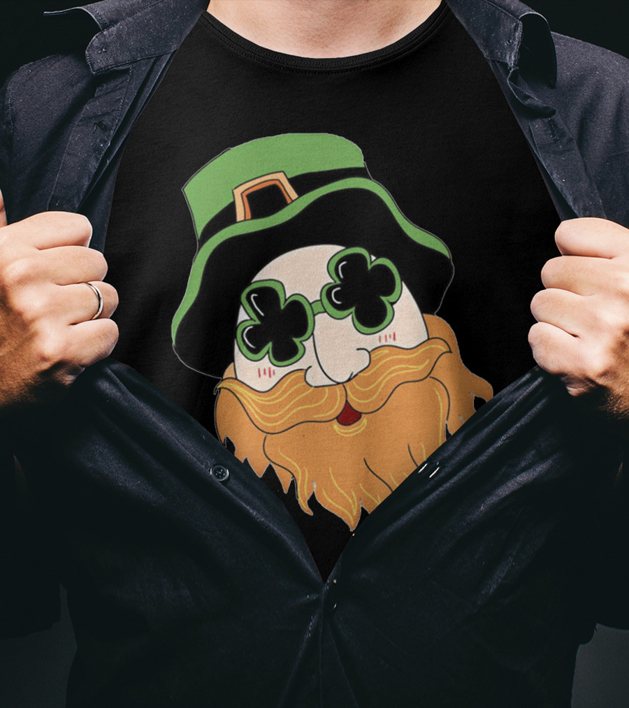 Green Hat Lucky Shamrock Beard T-Shirt