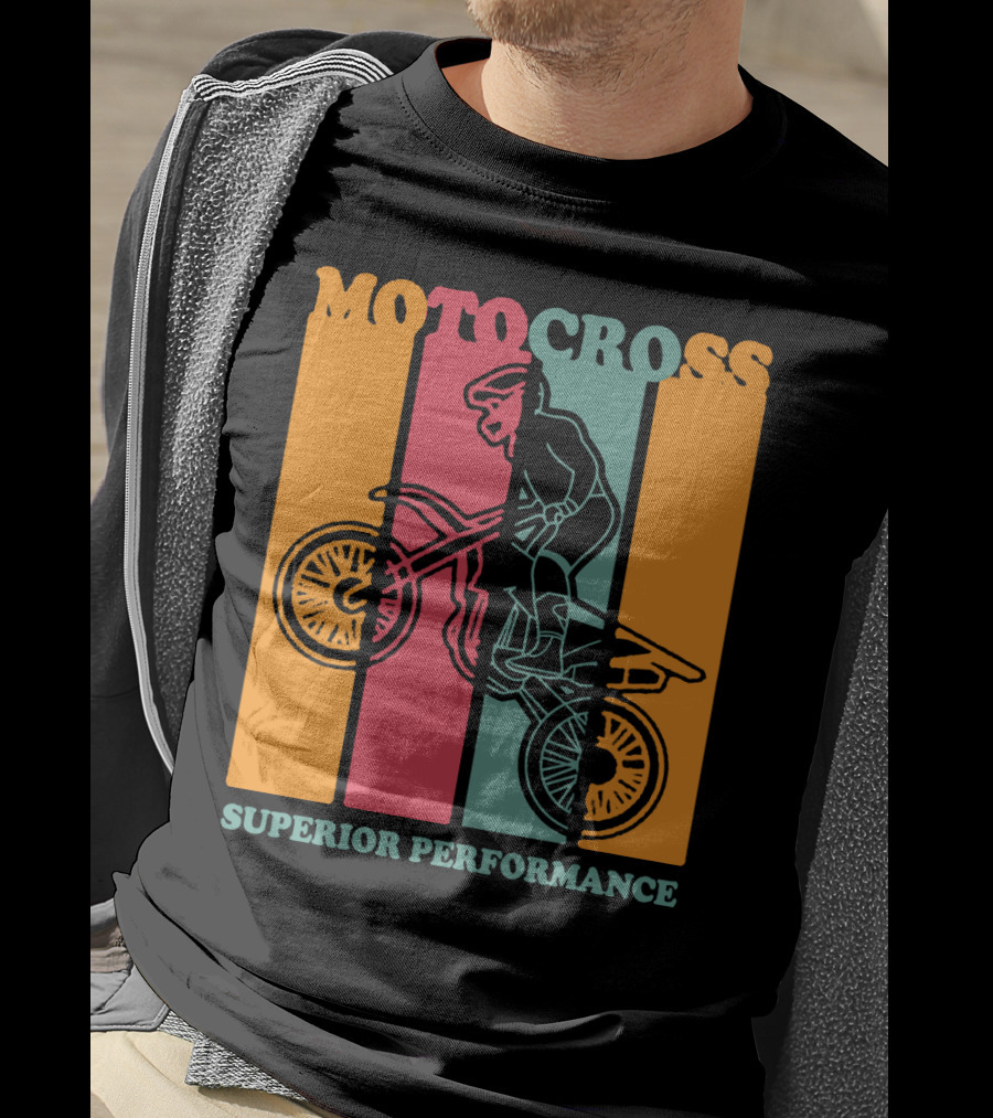 Moto Cross Superior Performance Vintage Stripes Rider T-Shirt
