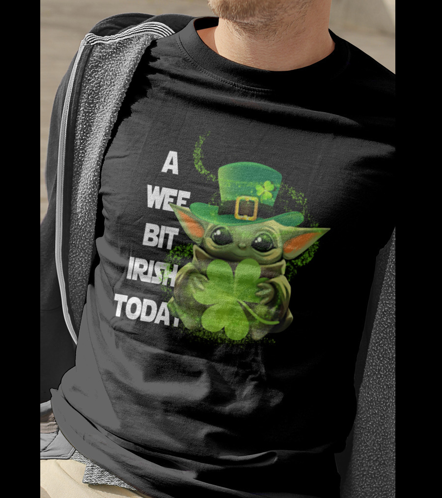 Baby Yoda A Wee Bit Irish Today Shamrock Fedora T-Shirt