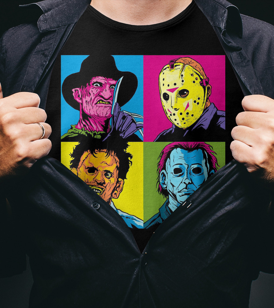 Freddy Krueger Jason Voorhees Leatherface Michael Myers Horror Movie Pop T-Shirt
