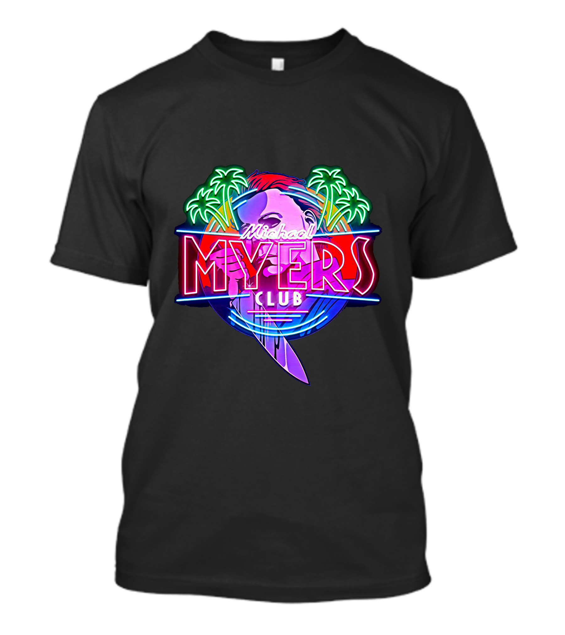 Michael Myers Club Neon Palm Retro Knife T-Shirt
