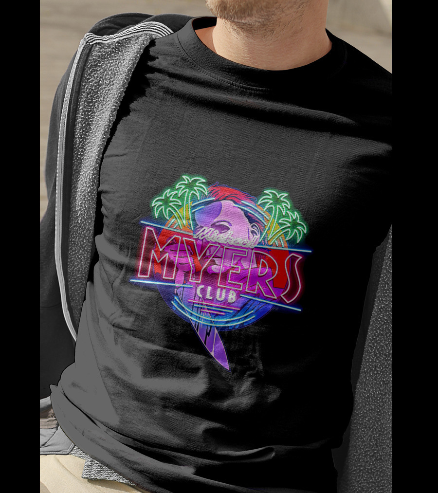 Michael Myers Club Neon Palm Retro Knife T-Shirt
