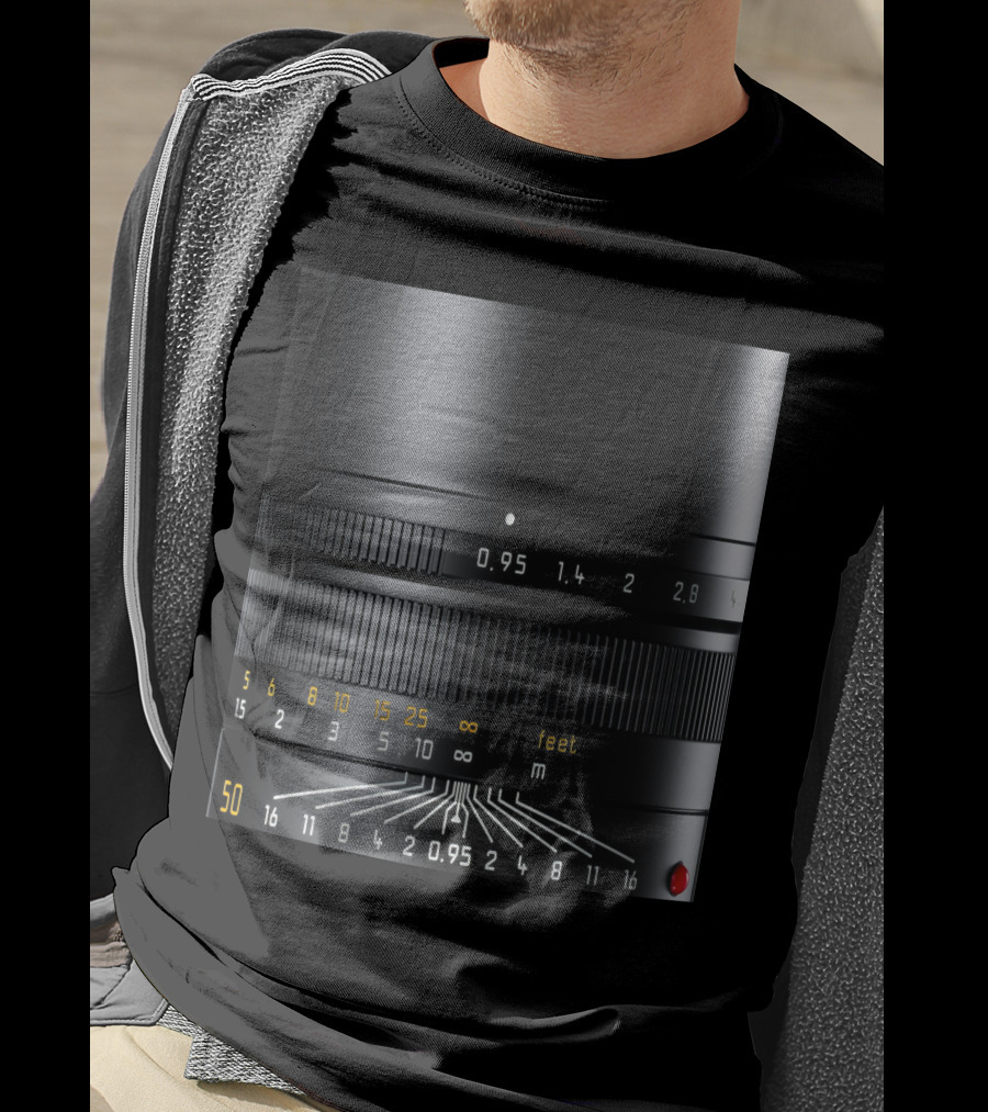 Photographer Camera Lens Detail 50mm 0.95 Aperture Measurement T-Shirt