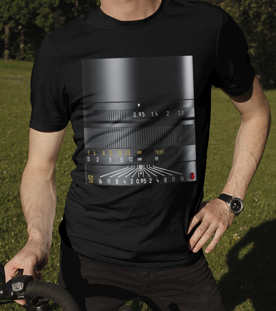 Photographer Camera Lens Detail 50mm 0.95 Aperture Measurement T-Shirt