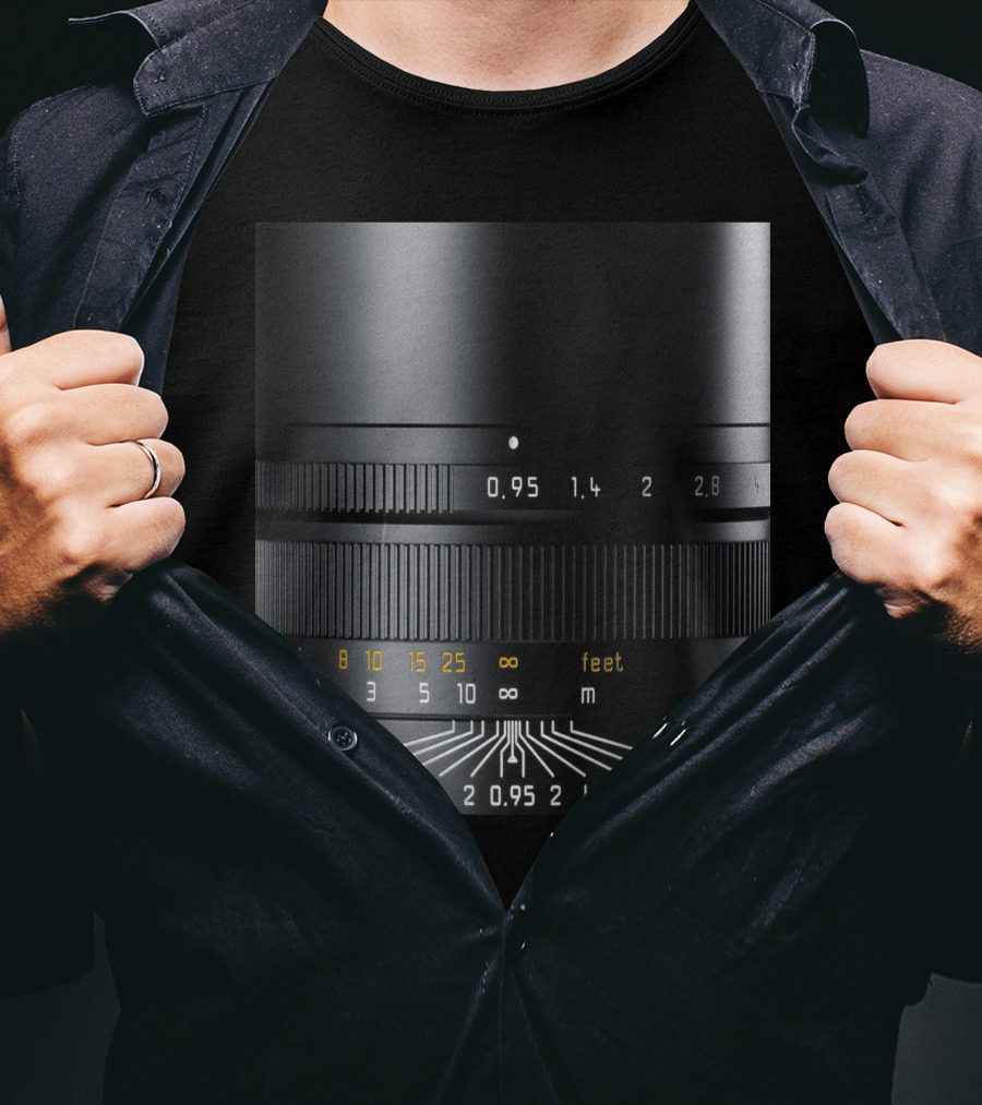 Photographer Camera Lens Detail 50mm 0.95 Aperture Measurement T-Shirt
