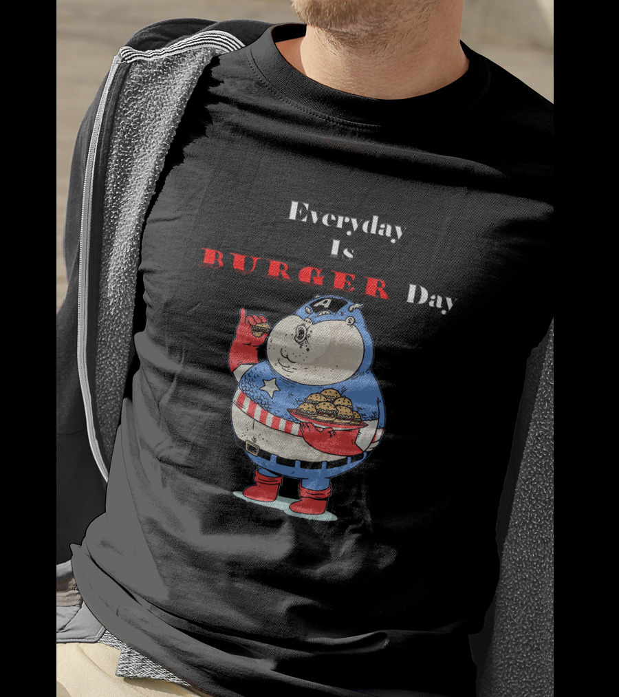 Everyday Is Burger Day Fat Captain America T-Shirt