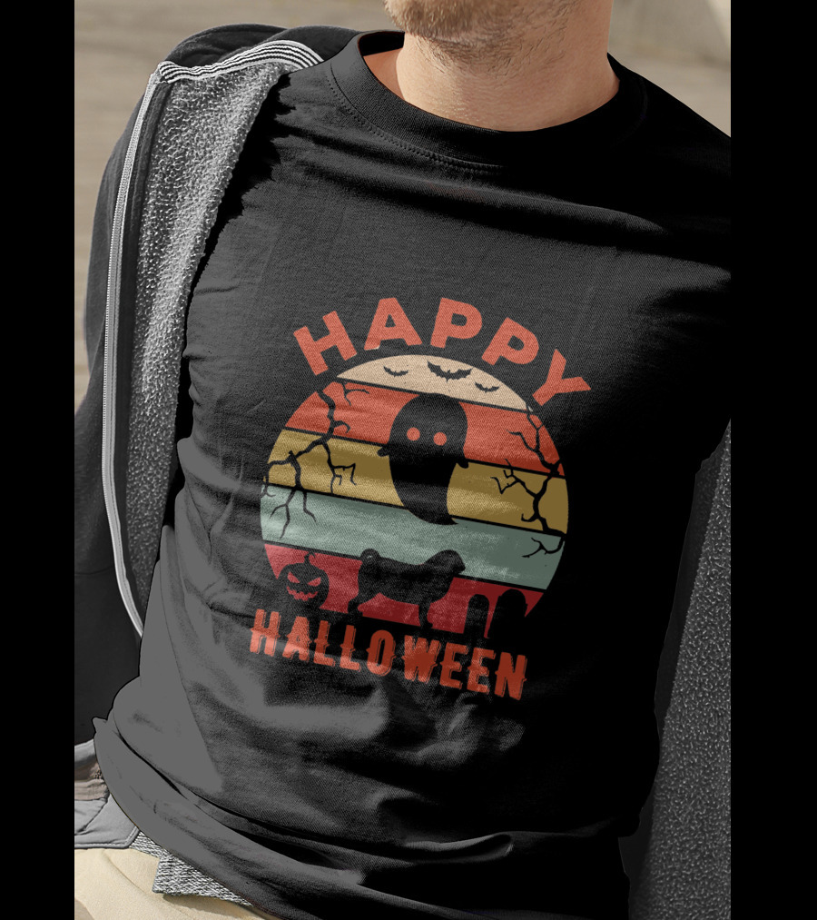 Happy Halloween Pug Dog Ghost Pumpkin T-Shirt