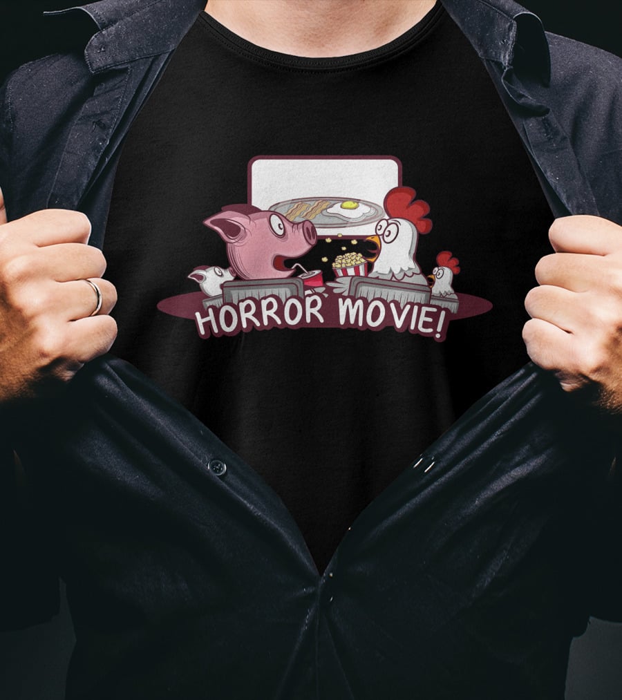 Horror Movie Pig And Chicken Breakfast Scene T-Shirt