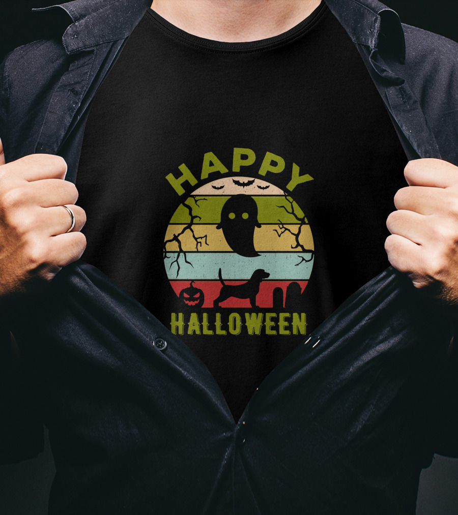 Happy Halloween Beagle Ghost Pumpkin T-Shirt