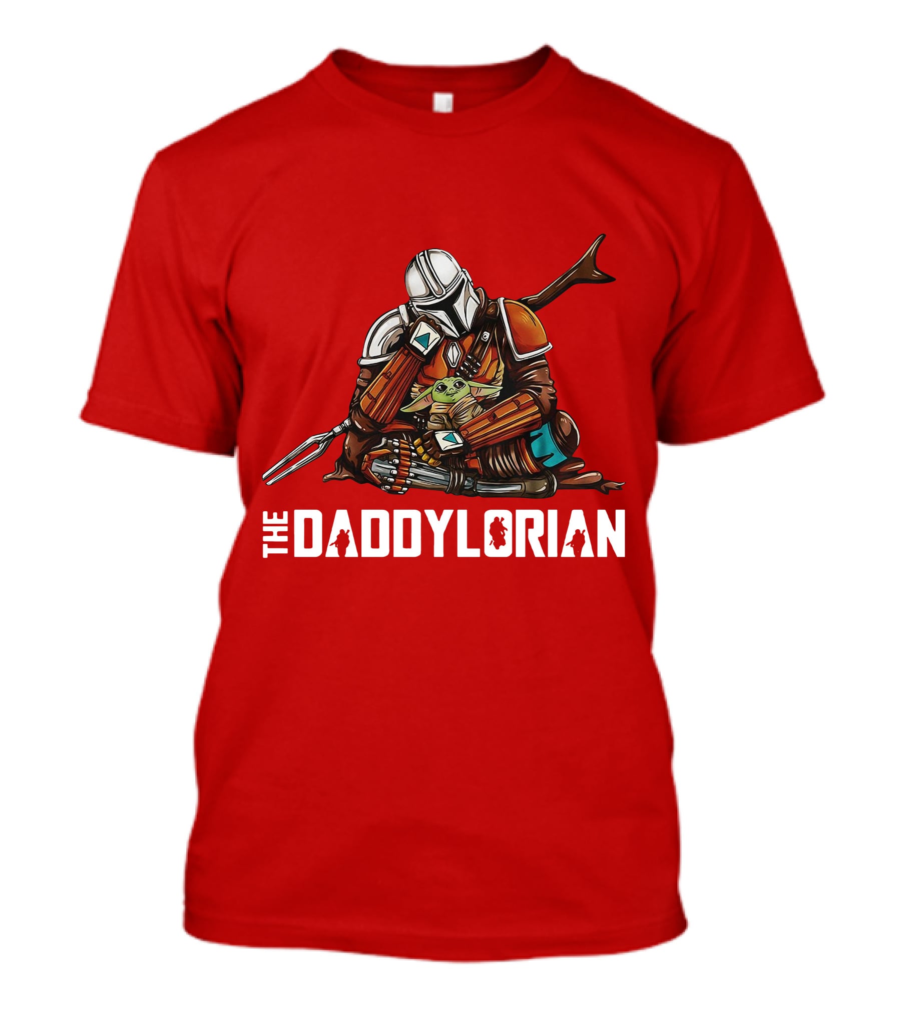 The Daddy Lorian Star Wars Mandalorian With Baby Yoda Grogu Hugging T-Shirt