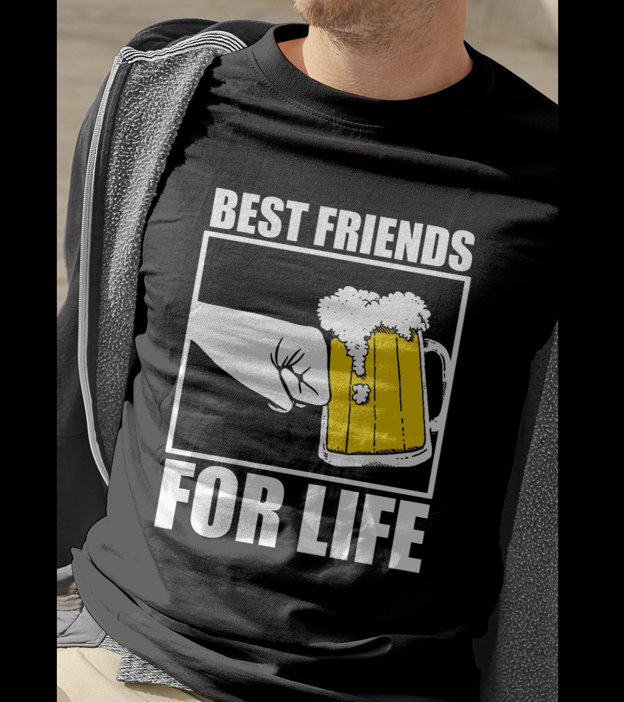 Best Friends For Life Beer Mug Fist Bump T-Shirt