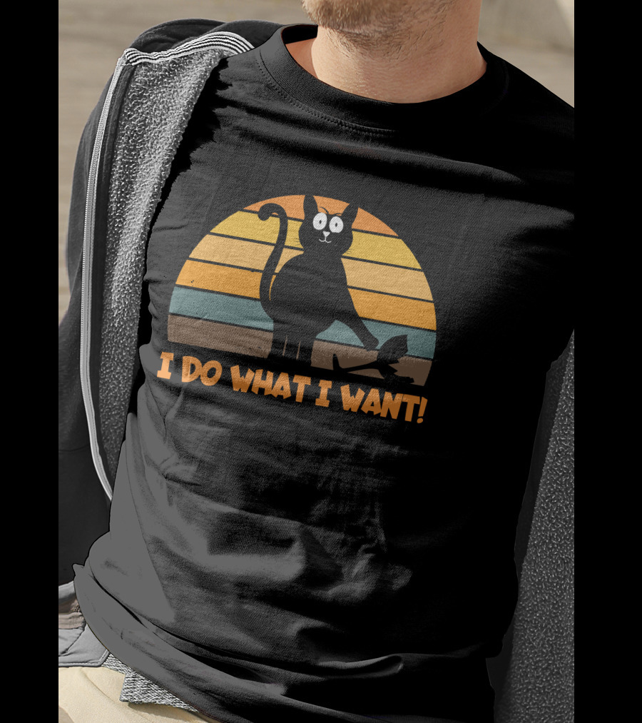 Naughty Cat Retro Sunset I Do What I Want T-Shirt