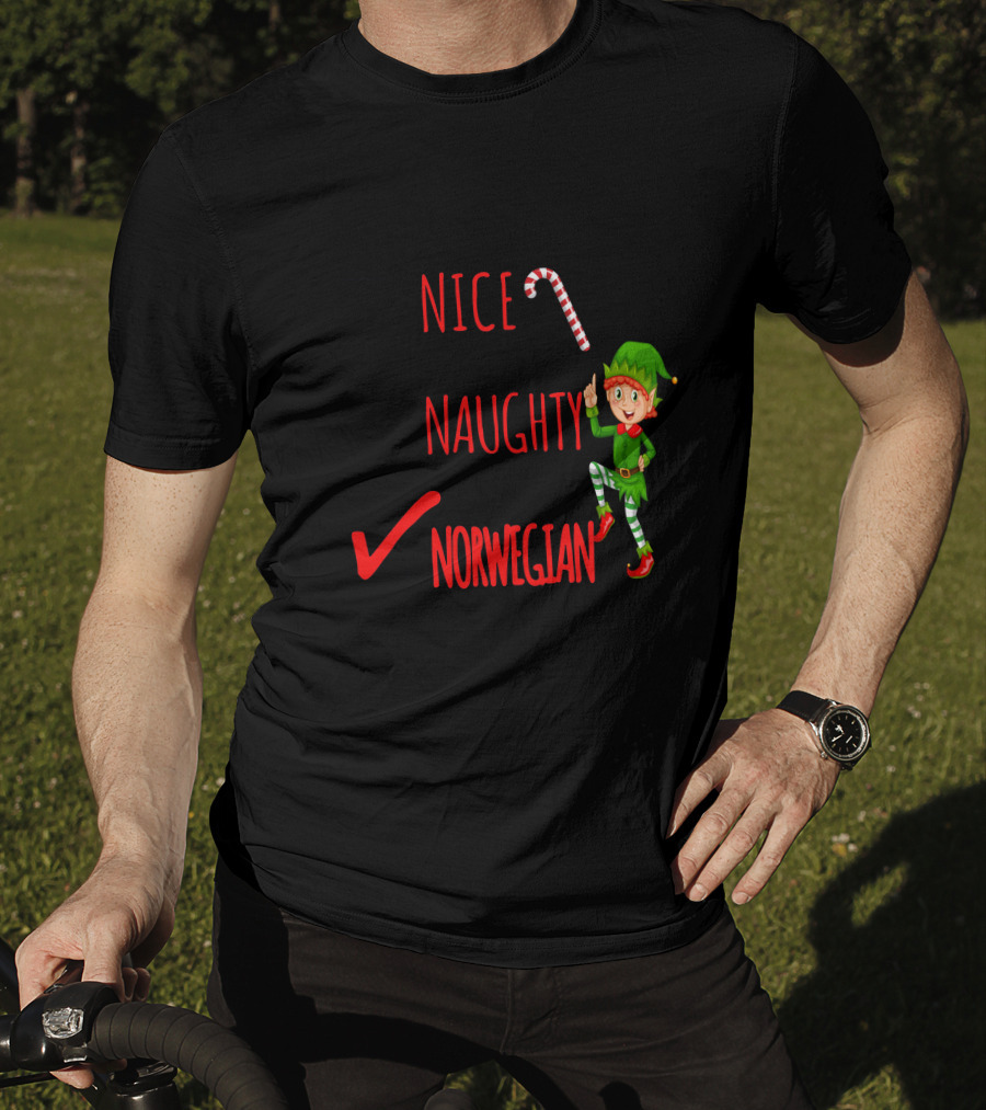 Nice Naughty Norwegian Elf Christmas Checklist T-Shirt