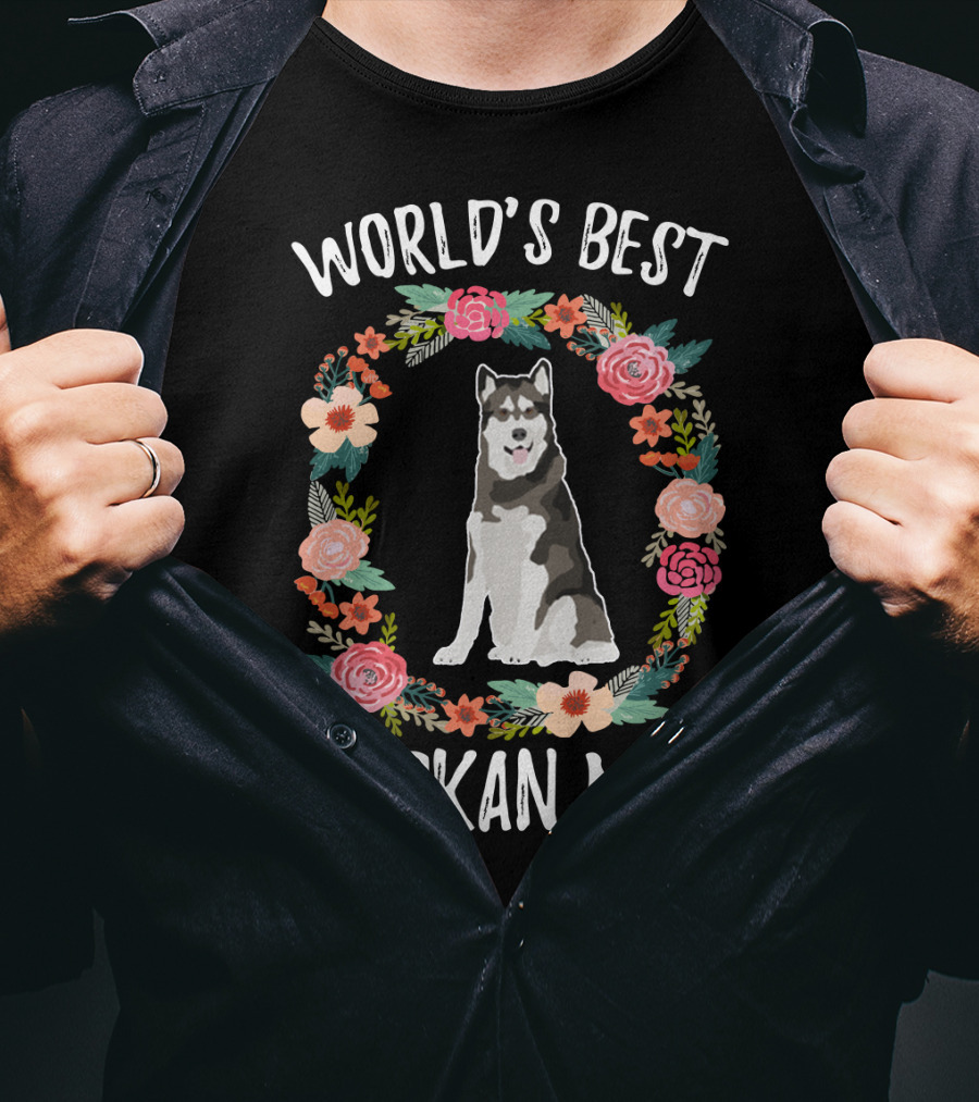 World's Best Alaskan Mom Dog Floral T-Shirt