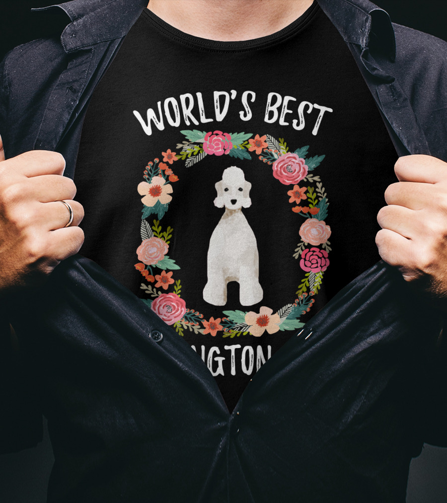 World's Best Bedlington Mom Floral Dog T-Shirt