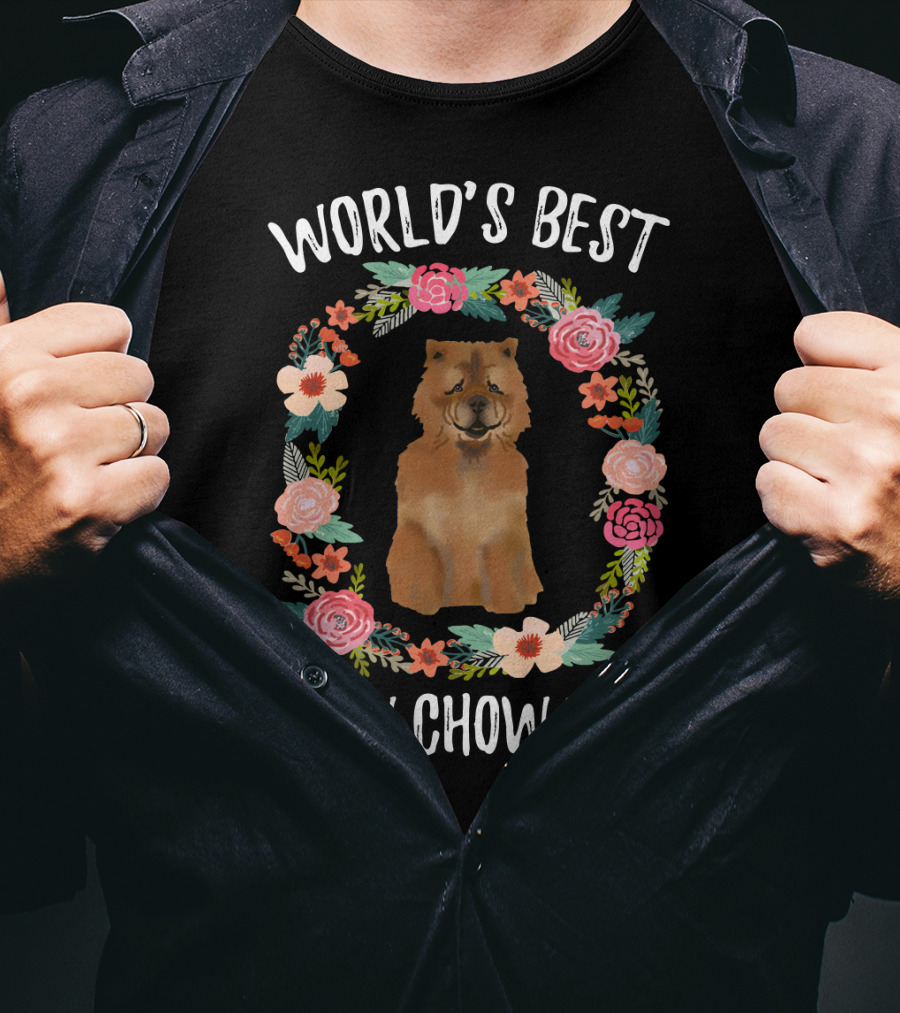 World's Best Chow Chow Mom Floral Wreath T-Shirt