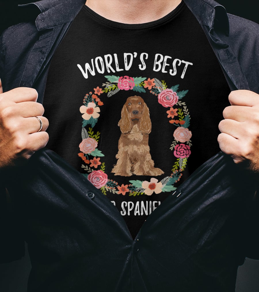 World's Best Cocker Spaniel Mom Floral Wreath T-Shirt