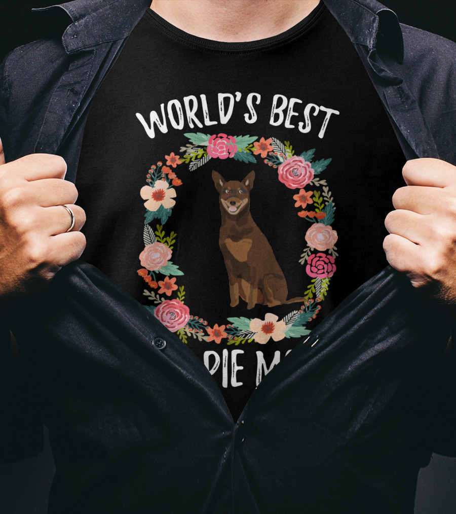 World's Best Kelpie Mom Floral Australian Kelpie Dog T-Shirt