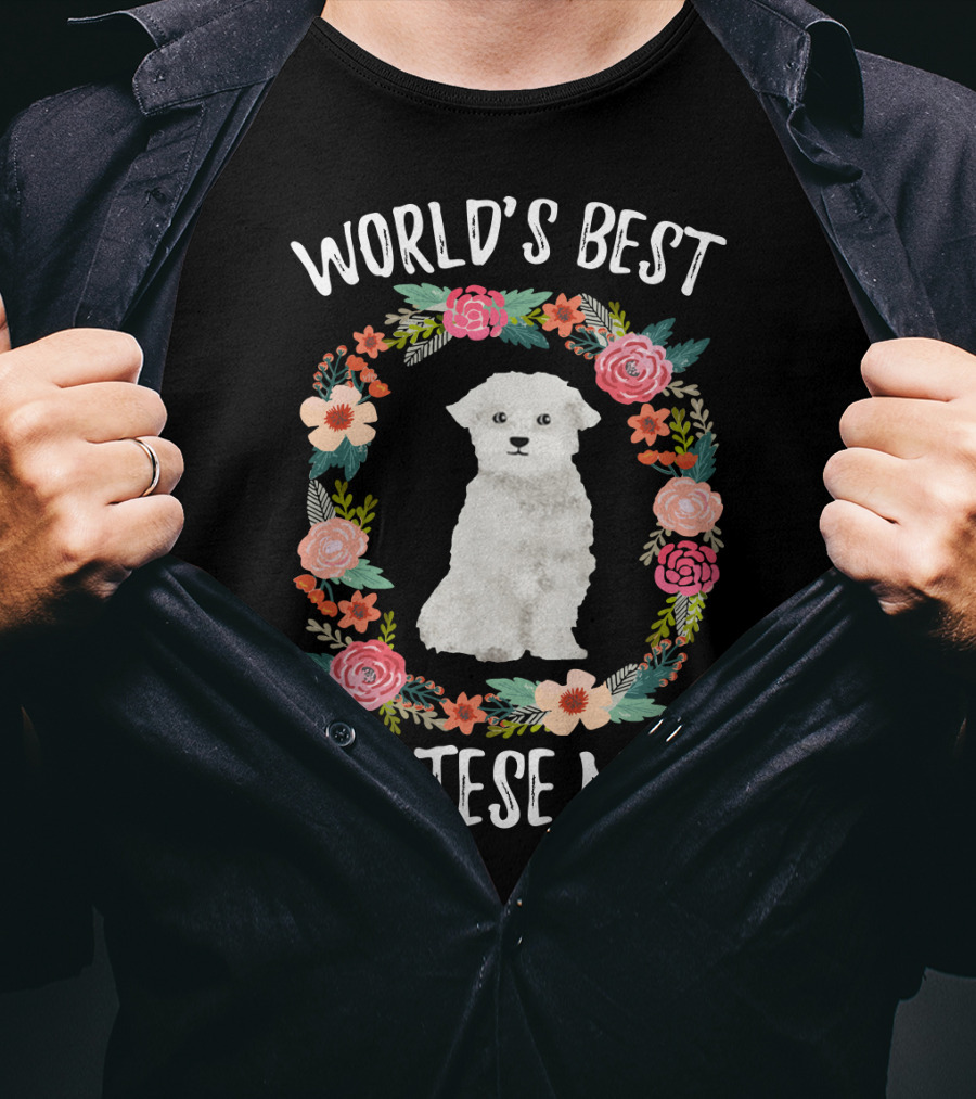 World's Best Maltese Mom Floral Circle T-Shirt