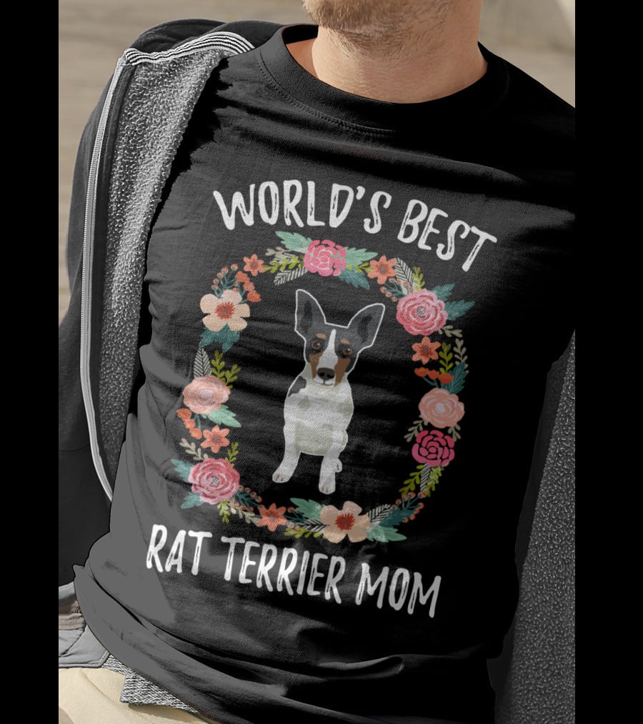 World's Best Rat Terrier Mom In Floral Wreath T-Shirt