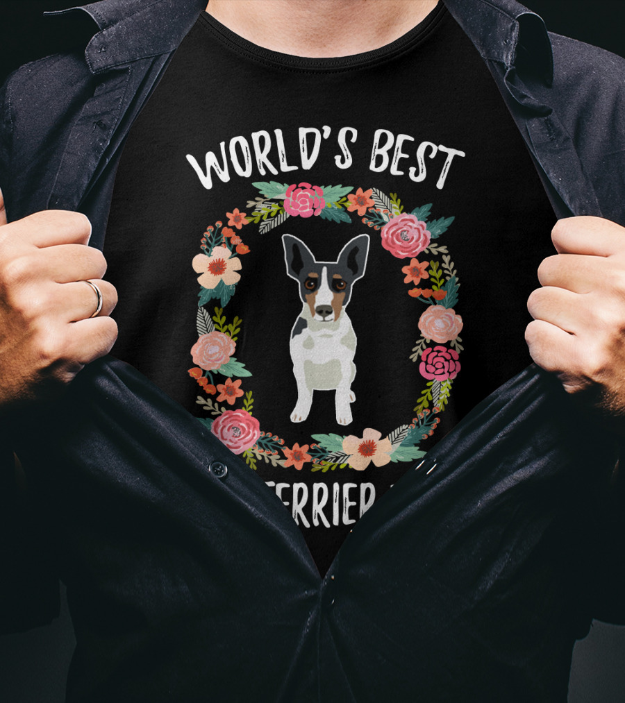 World's Best Rat Terrier Mom In Floral Wreath T-Shirt