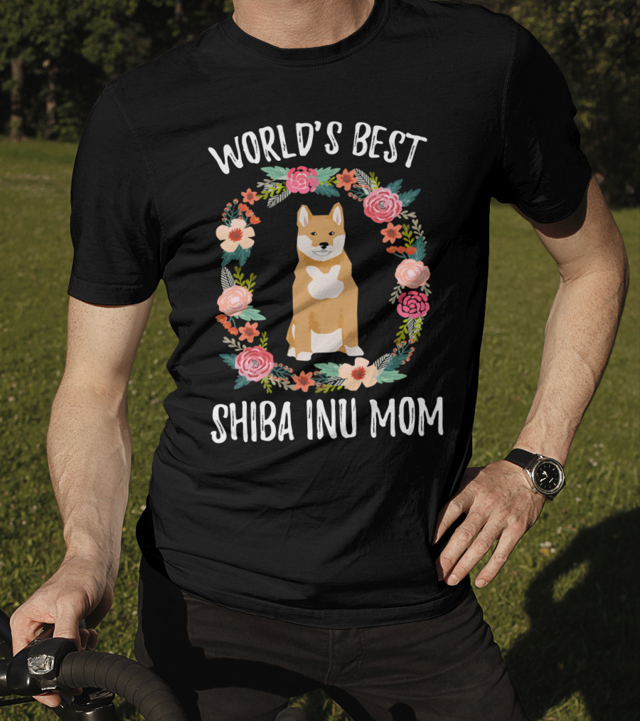 World's Best Shiba Inu Mom Floral T-Shirt