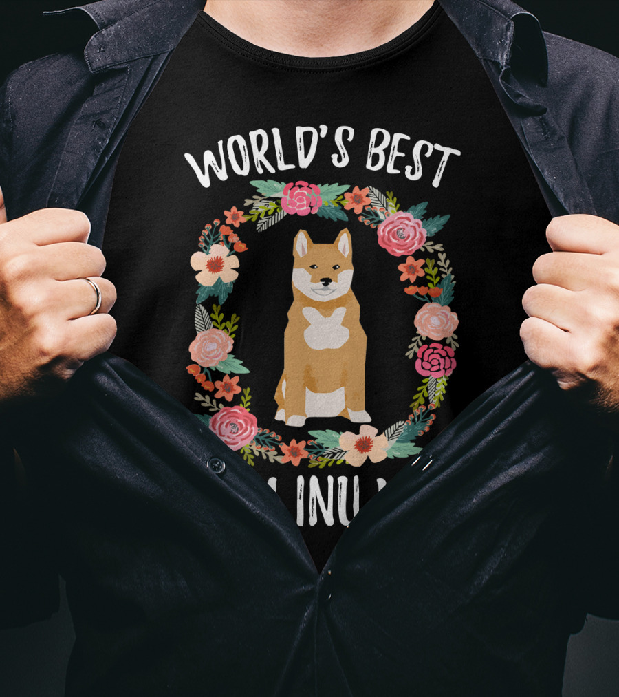 World's Best Shiba Inu Mom Floral T-Shirt