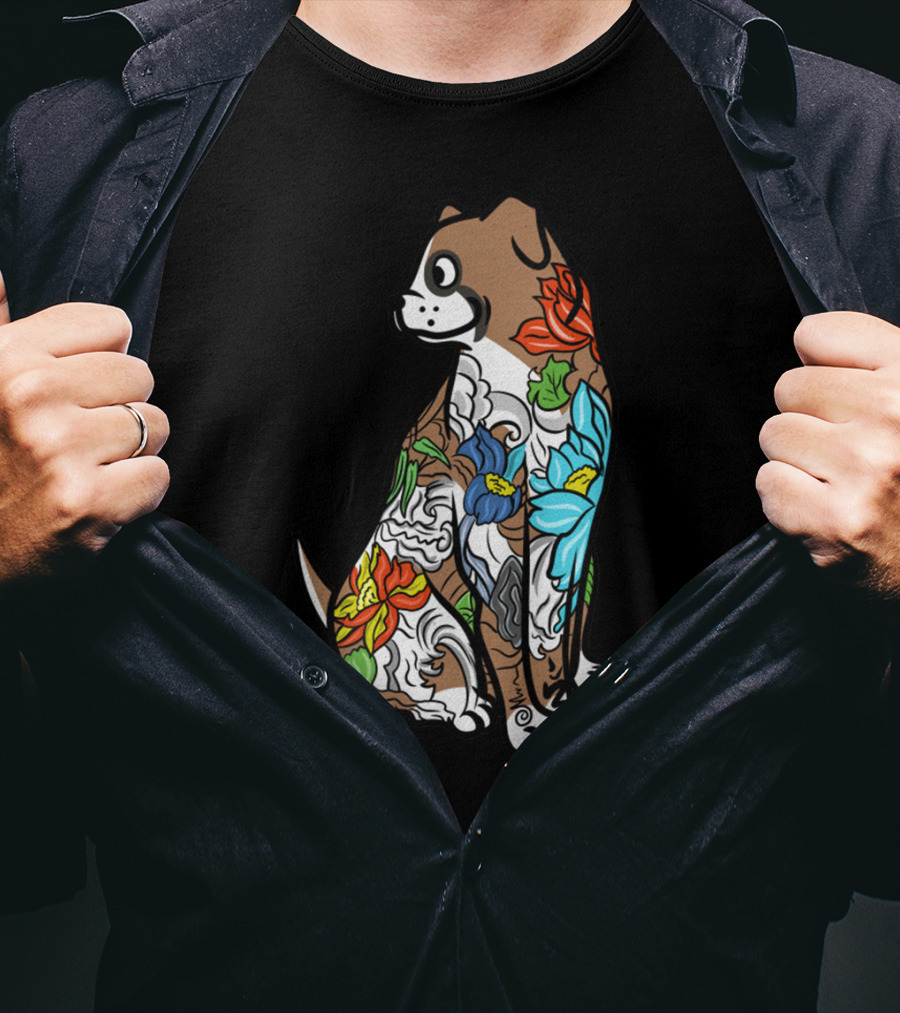 Boxer Tattoo Floral Colorful T-Shirt