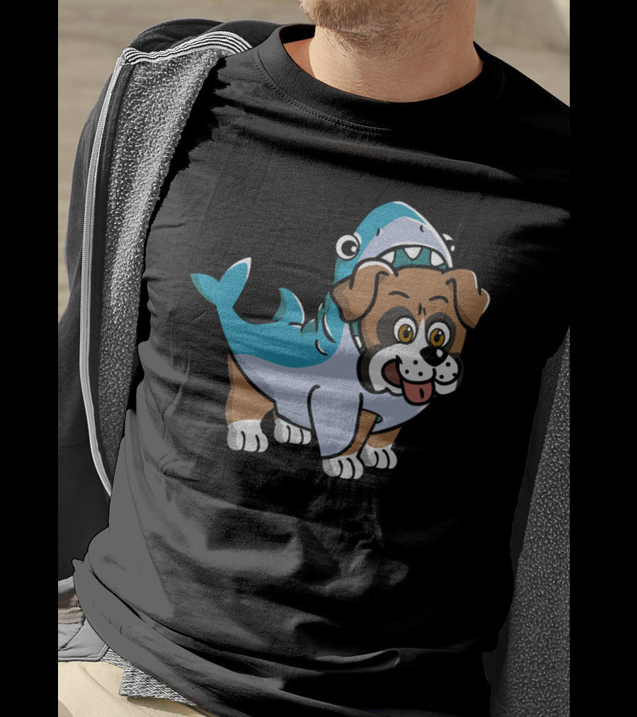 Friendly Boxer Dog In Shark Costume Playfully Walking T-Shirt