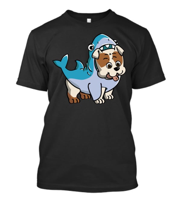 Bulldog Shark Fun Costume Cartoon T-Shirt