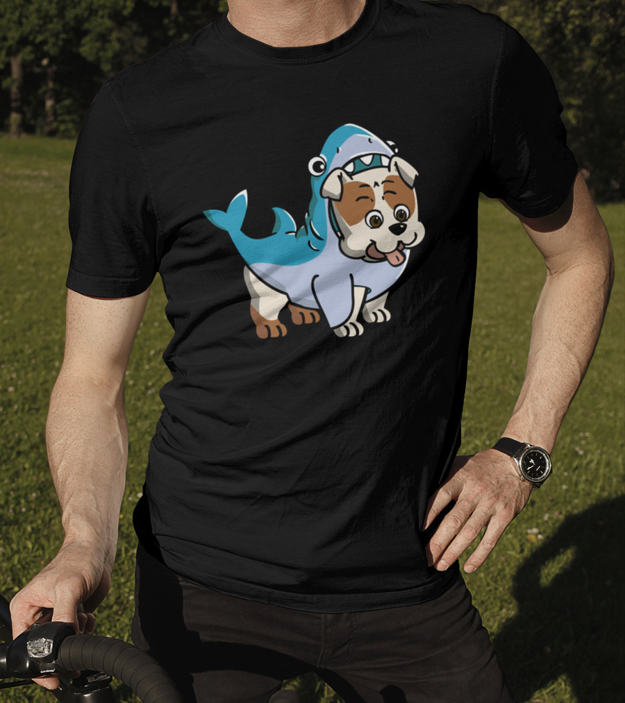 Bulldog Shark Fun Costume Cartoon T-Shirt