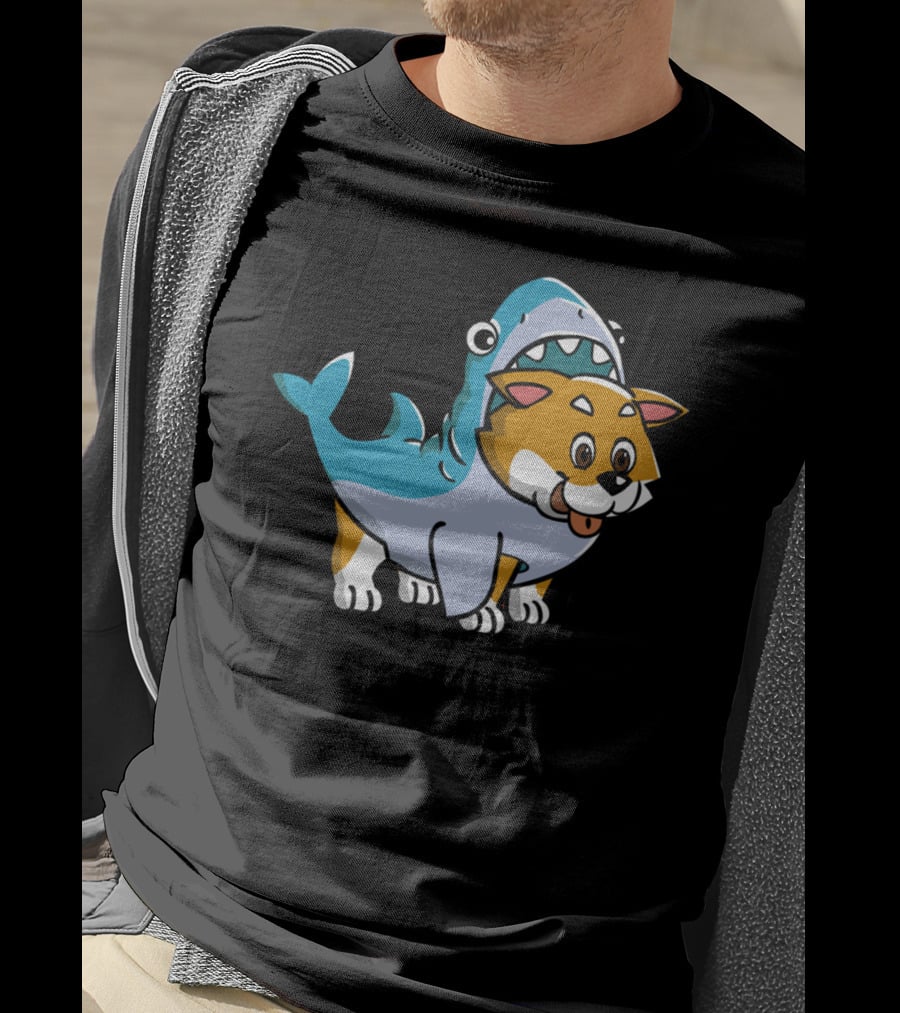 Shiba Inu Shark Costume Fusion Fun T-Shirt