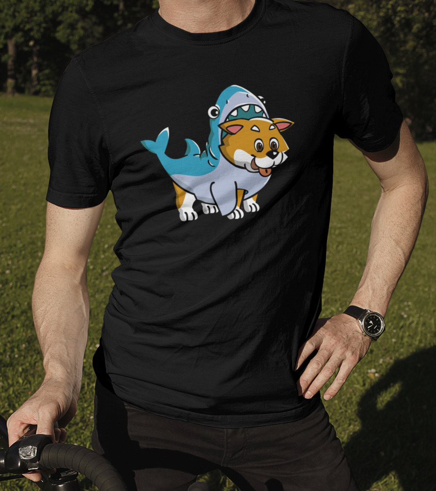 Shiba Inu Shark Costume Fusion Fun T-Shirt