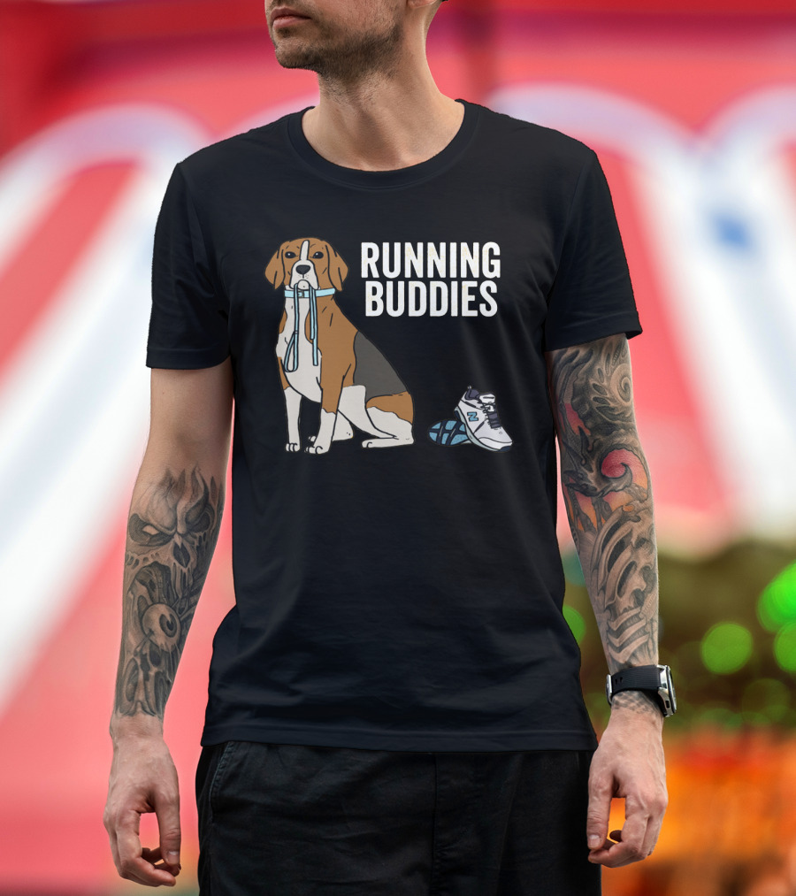 Beagle Running Buddies with Shoe and Leash T-Shirt