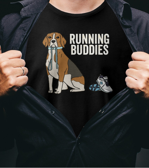 Beagle Running Buddies With Shoe And Leash T-Shirt
