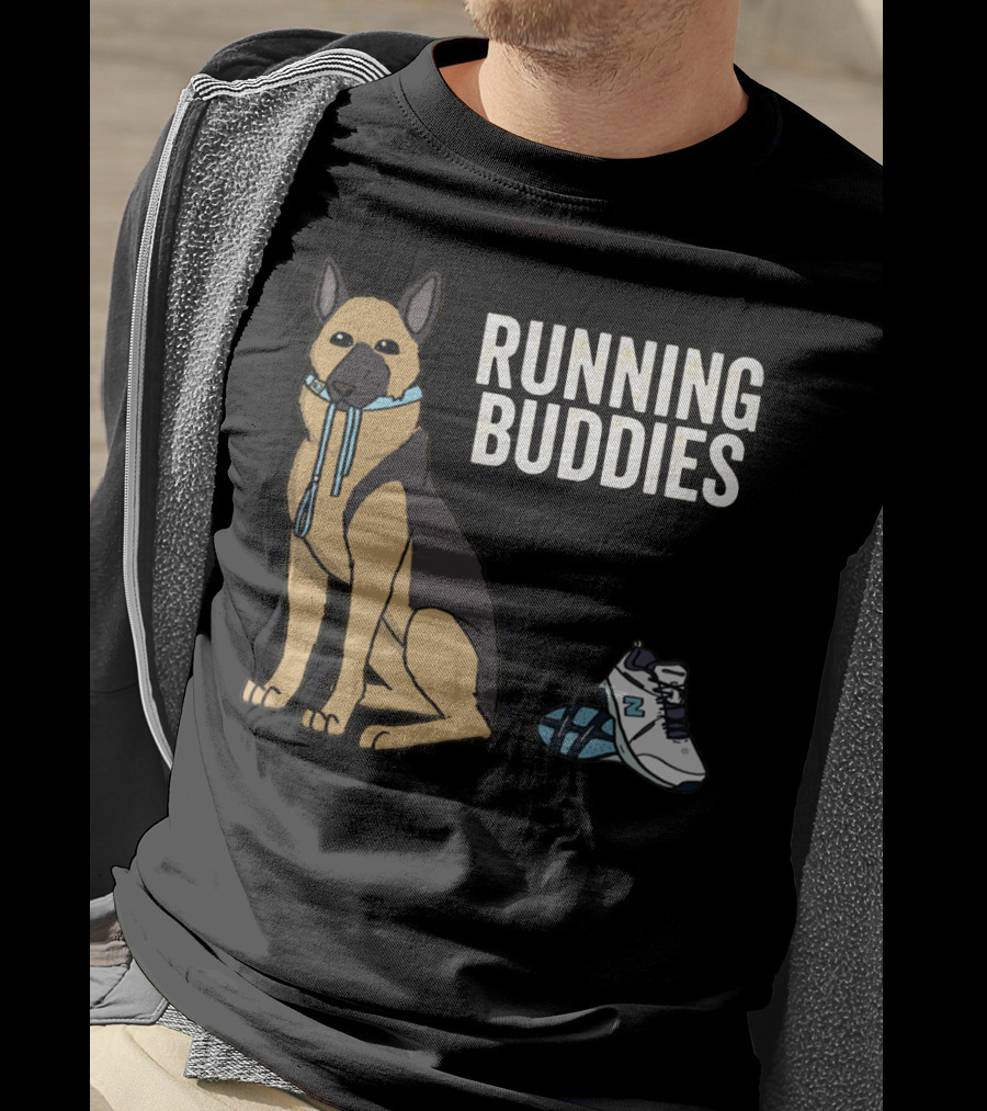 German Shepherd Running Buddies With Shoes And Collar T-Shirt