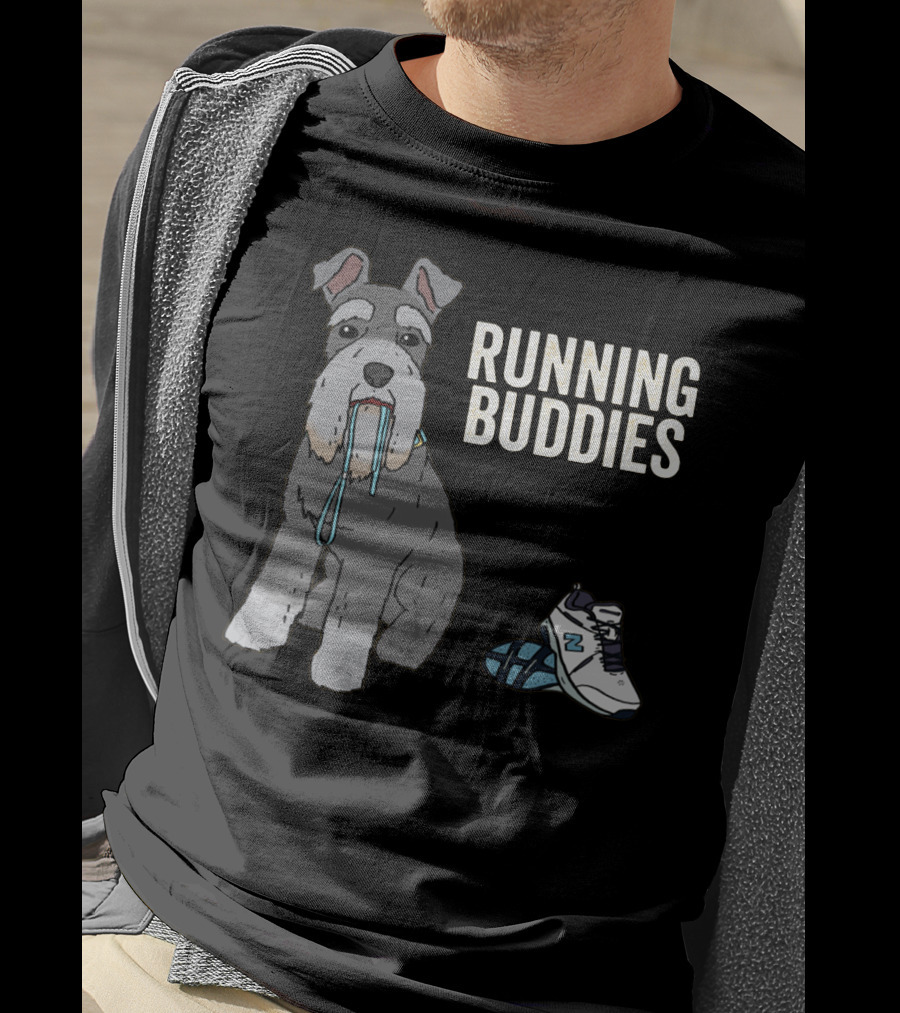 Schnauzer Running Buddies With Athletic Shoes And Laces T-Shirt