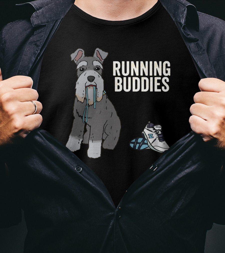Schnauzer Running Buddies With Athletic Shoes And Laces T-Shirt
